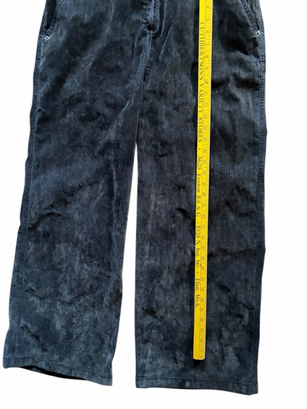 Short-Sleeve Gray Velvet Jean Jumpsuit - Picture 9 of 16